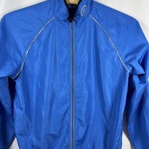 Performance Bicycle Cycling Blue Windbreaker Zip Closure Reflective Trim Size XL